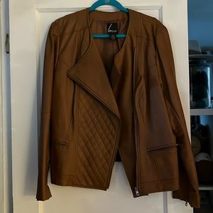 Faux leather plus size asymmetric Jacket